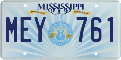 MS license plate MEY761