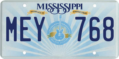 MS license plate MEY768
