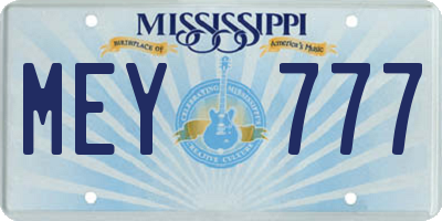 MS license plate MEY777