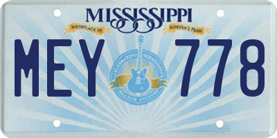 MS license plate MEY778