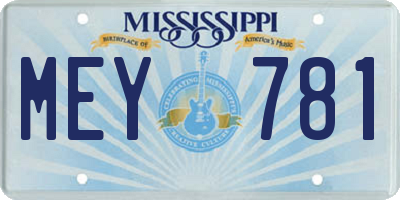 MS license plate MEY781
