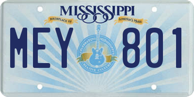 MS license plate MEY801