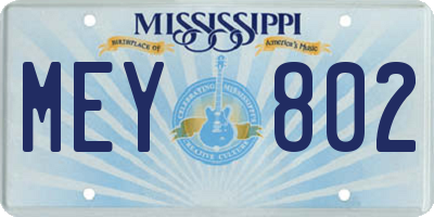 MS license plate MEY802