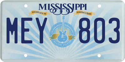 MS license plate MEY803