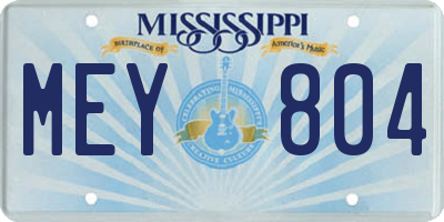 MS license plate MEY804