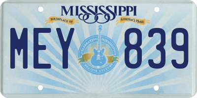 MS license plate MEY839