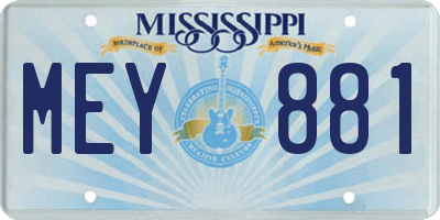 MS license plate MEY881