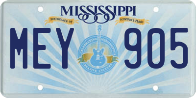 MS license plate MEY905