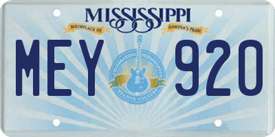 MS license plate MEY920