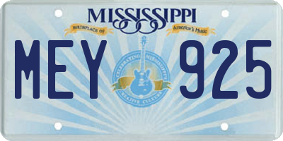 MS license plate MEY925