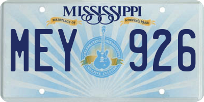 MS license plate MEY926