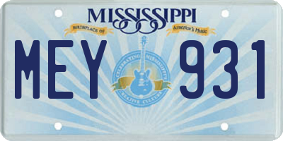 MS license plate MEY931