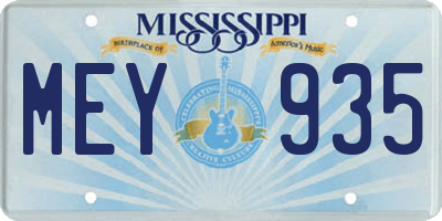 MS license plate MEY935