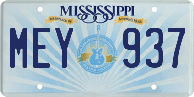 MS license plate MEY937