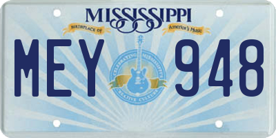 MS license plate MEY948