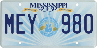MS license plate MEY980
