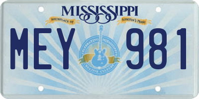MS license plate MEY981