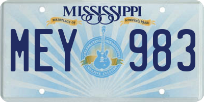 MS license plate MEY983