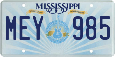 MS license plate MEY985