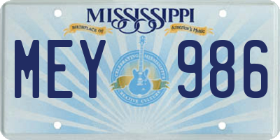 MS license plate MEY986