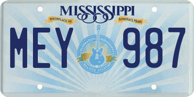 MS license plate MEY987