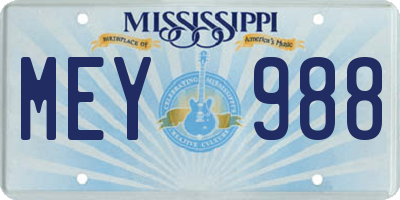 MS license plate MEY988