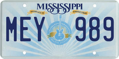MS license plate MEY989