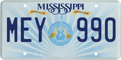 MS license plate MEY990
