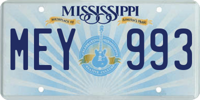 MS license plate MEY993