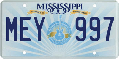 MS license plate MEY997