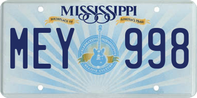 MS license plate MEY998