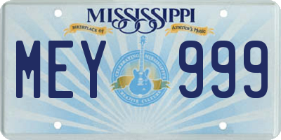 MS license plate MEY999