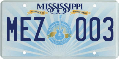 MS license plate MEZ003
