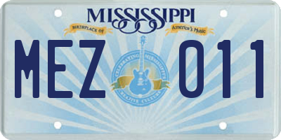 MS license plate MEZ011