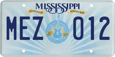 MS license plate MEZ012