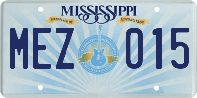 MS license plate MEZ015