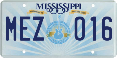 MS license plate MEZ016