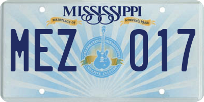 MS license plate MEZ017