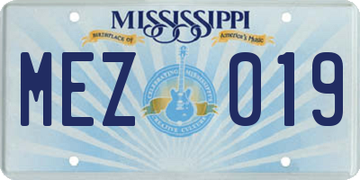MS license plate MEZ019