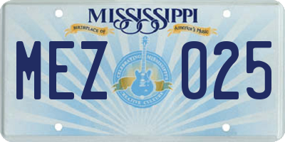 MS license plate MEZ025
