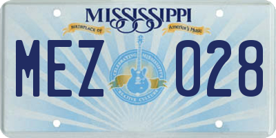 MS license plate MEZ028