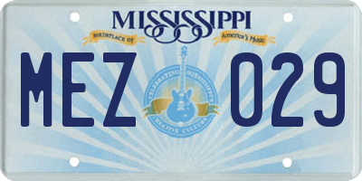MS license plate MEZ029