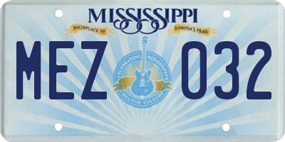 MS license plate MEZ032