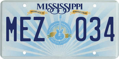 MS license plate MEZ034