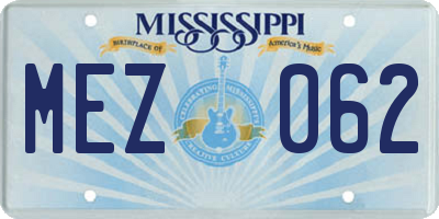 MS license plate MEZ062