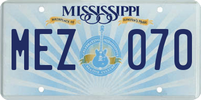 MS license plate MEZ070