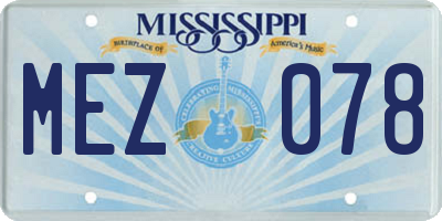 MS license plate MEZ078