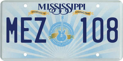 MS license plate MEZ108