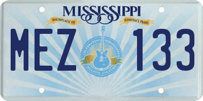 MS license plate MEZ133