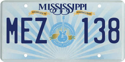 MS license plate MEZ138